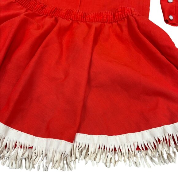 Vintage 1970s Sears Girls Red Western Shirt Skirt Set Floral Embroidery 4T - Picture 2 of 12